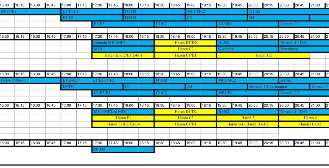 Trainingsrooster vv Haren