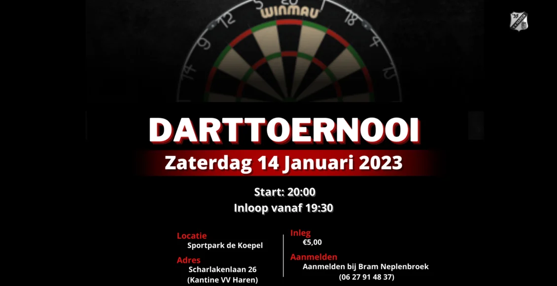 Darttoernooi 14 JAN. 2023